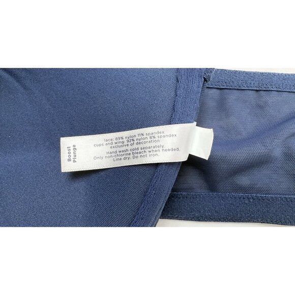 CACIQUE Boost Plunge Blue Floral Bra Front‎ Closure Underwire Lace Racerback 44D - Picture 8 of 13